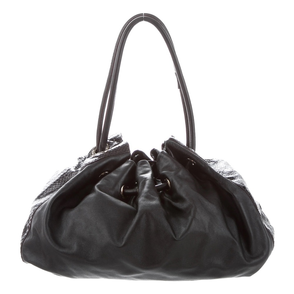 Kate Spade leather snake embossed drawstring hobo bag